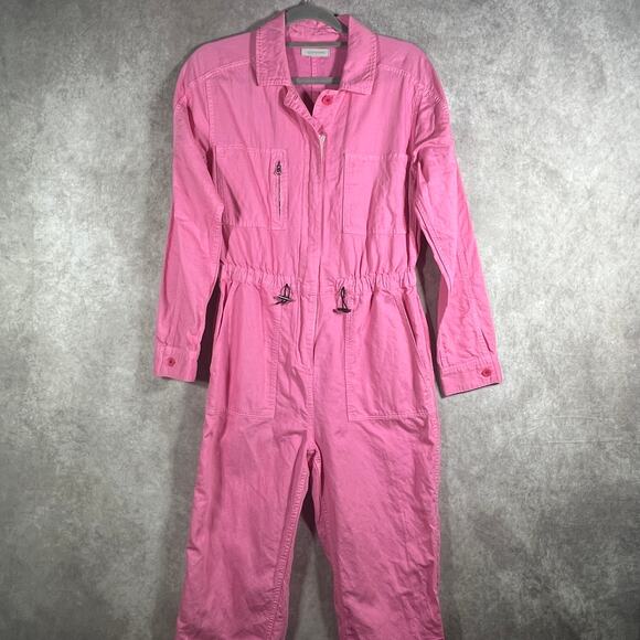 Outerknown Overalls Womens Small Pink Full‎ Zip Long Sleeves Barbiecore Straight - Picture 1 of 9